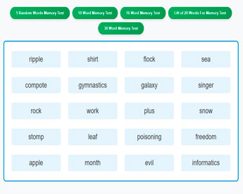 Picture with list of words for memory test
