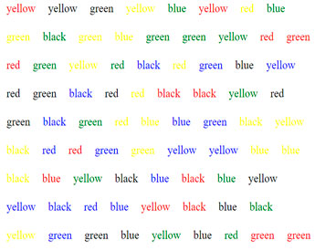 Stroop test matches colors picture