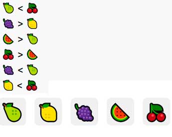 Image with icons and comparison operators between icons
